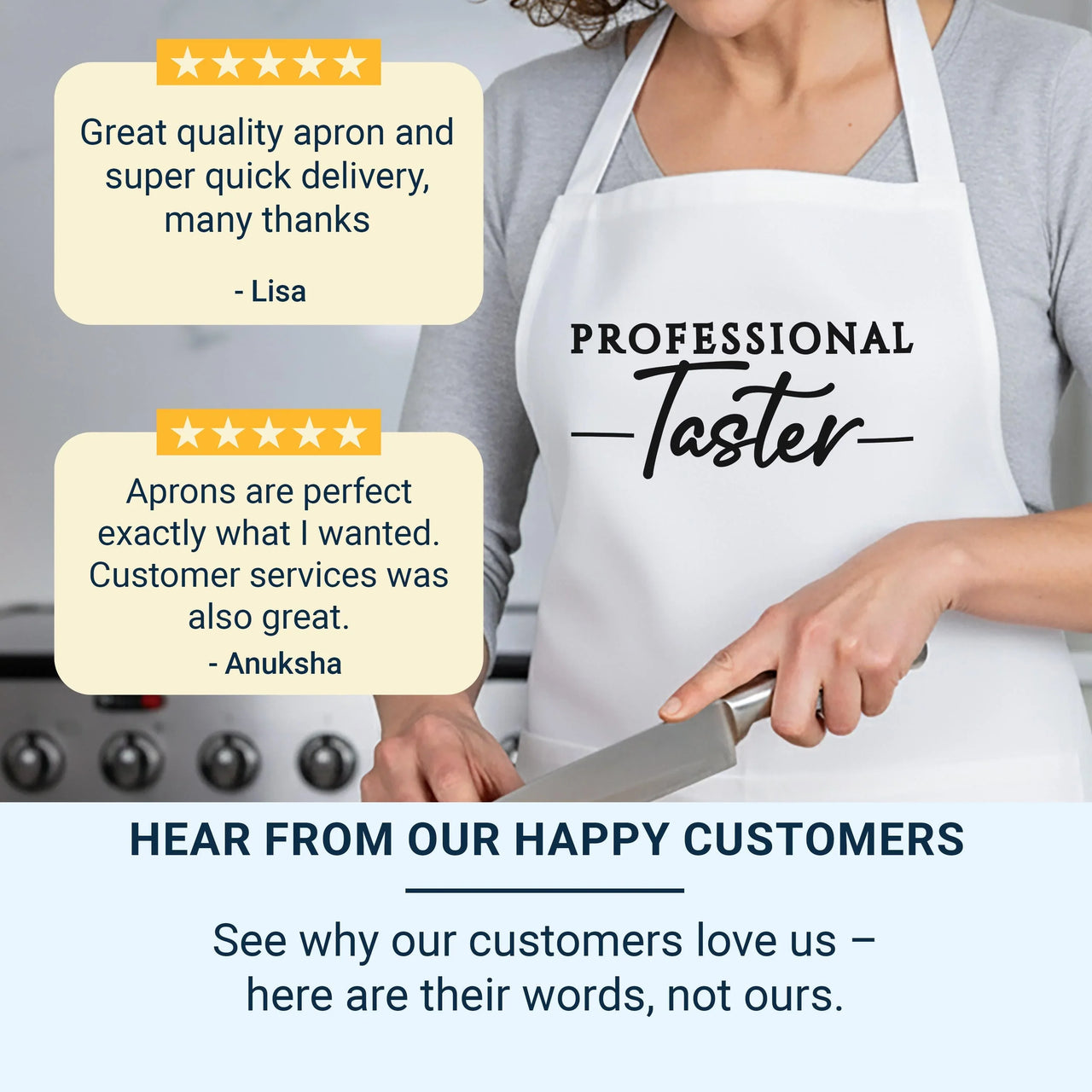 Couples Matching Aprons - Personalised Kitchen Aprons with Custom Text & Gift Box