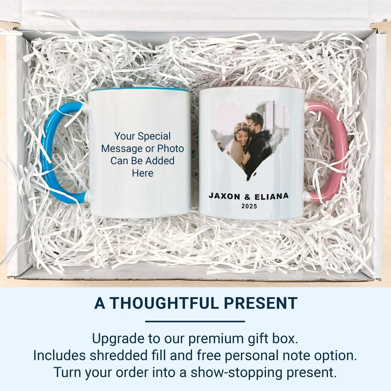 Personalised Couple Mug – Custom Photo Heart Frame with Names and Year – Anniversary Gift