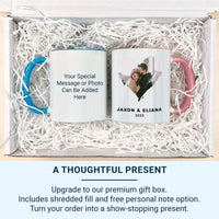 Personalised Couple Mug – Custom Photo Heart Frame with Names and Year – Anniversary Gift