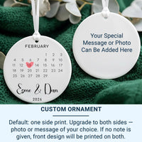Calendar Date Ornament - Special Day Keepsake with Heart & Names for Couples