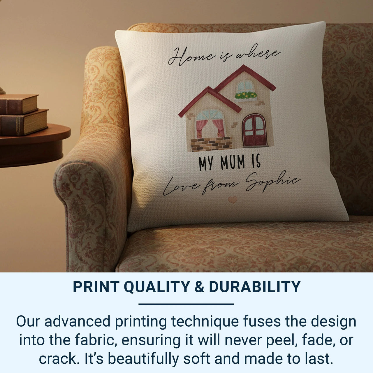 Personalised Mum Cushion – Soft Touch Cover | Durable Printed Pillow 45x45 cm