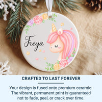 Unicorn Ornament - Magical Kids Keepsake with Name for Christmas Tree & Nursery
