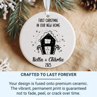 New Home Christmas Ornament 2023 - Gingerbread House with Candy Canes & Names