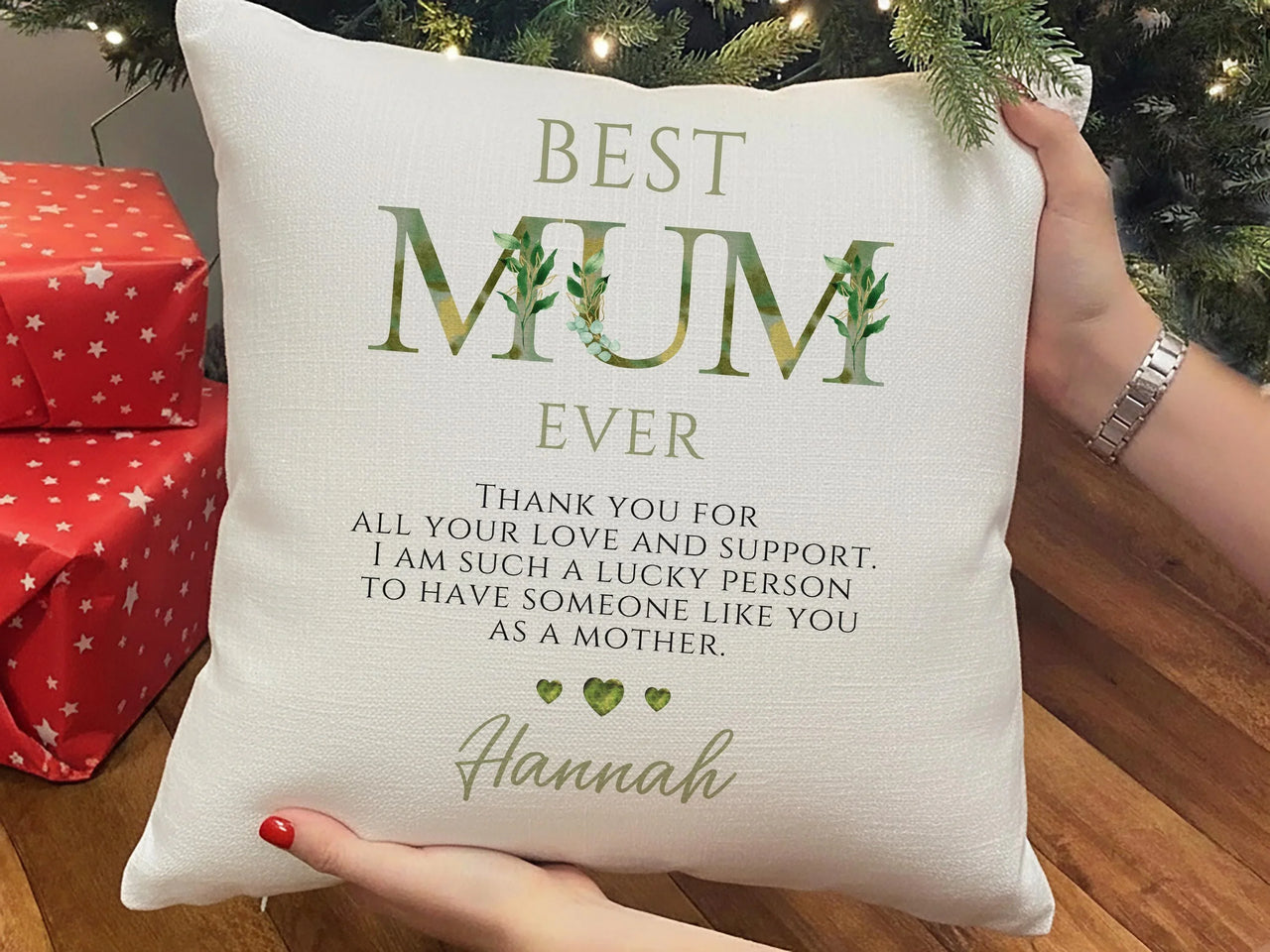 Personalised Mum Cushion – Best Mum Gift With Floral Cushion Cover & Plush Infill DENMARY