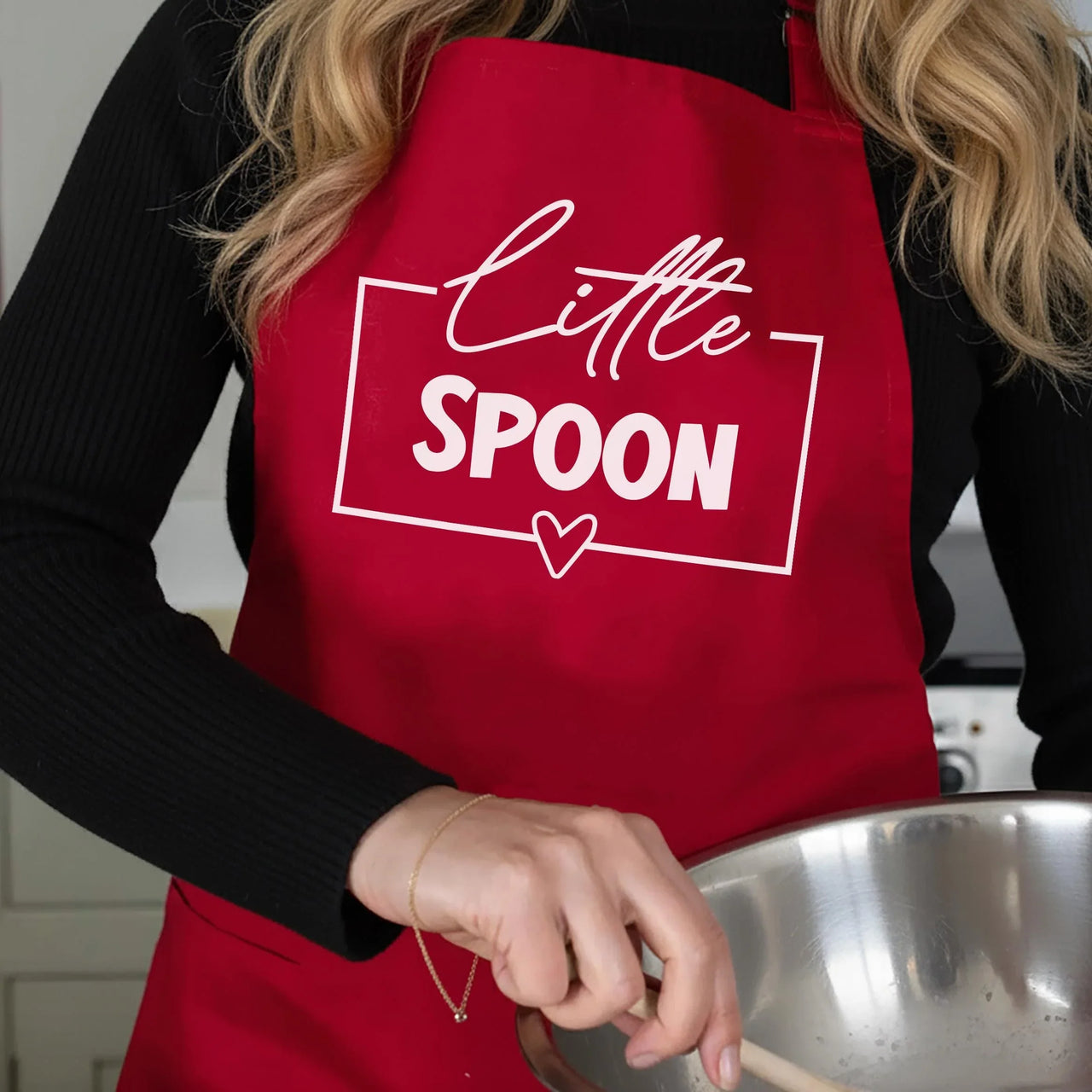 Couples Aprons Set – Matching Big Spoon Little Spoon Kitchen Aprons With Adjustable Neck Strap