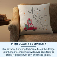Personalised Santa Cushion – Custom Name Christmas Car Cushion | Plush Holiday Pillow
