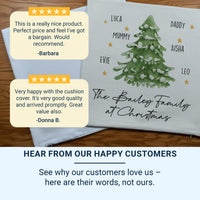 Personalised Family Christmas Tree Cushion - Festive Holiday Keepsake with All Your Names