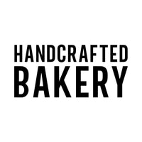 Handcrafted Bakery iron-on transfer design: HANDCRAFTED BAKERY in black on a white background