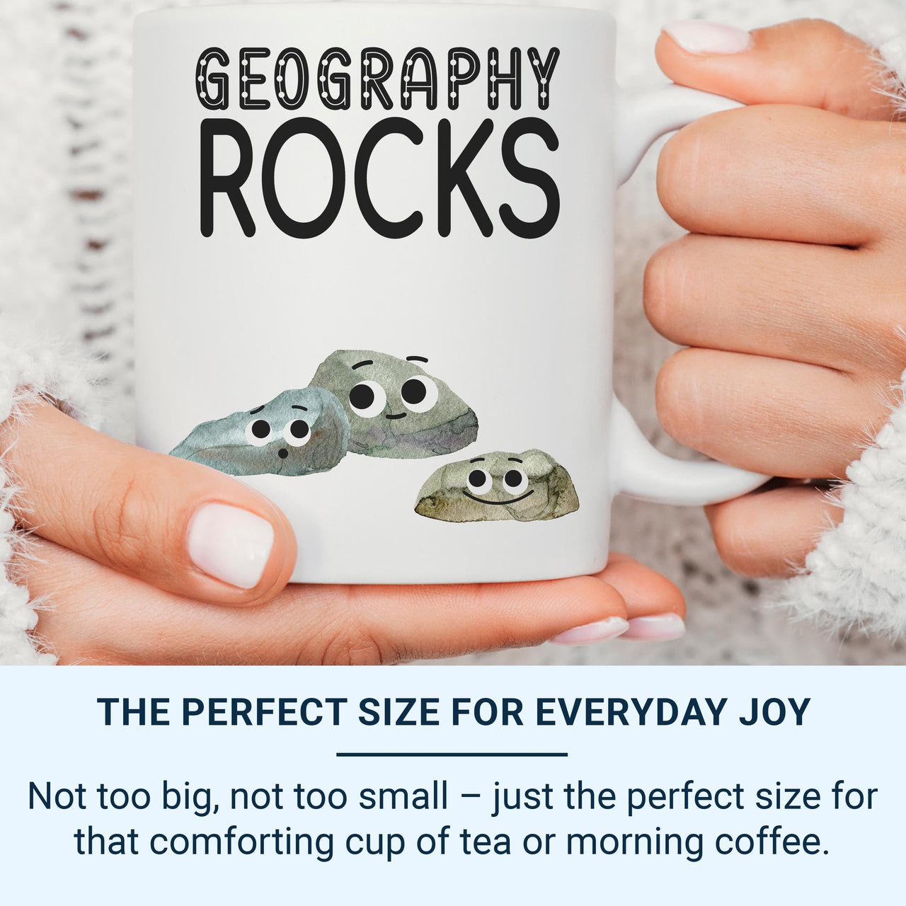 Geography Rocks Teacher Mug - Funny Subject Gift with Smiling “Rocks” - End of Term Thank-You and Staffroom Laughs