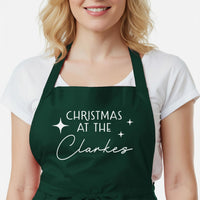 Personalised Christmas Apron – Custom Family Name | Adjustable Kitchen Apron Gift