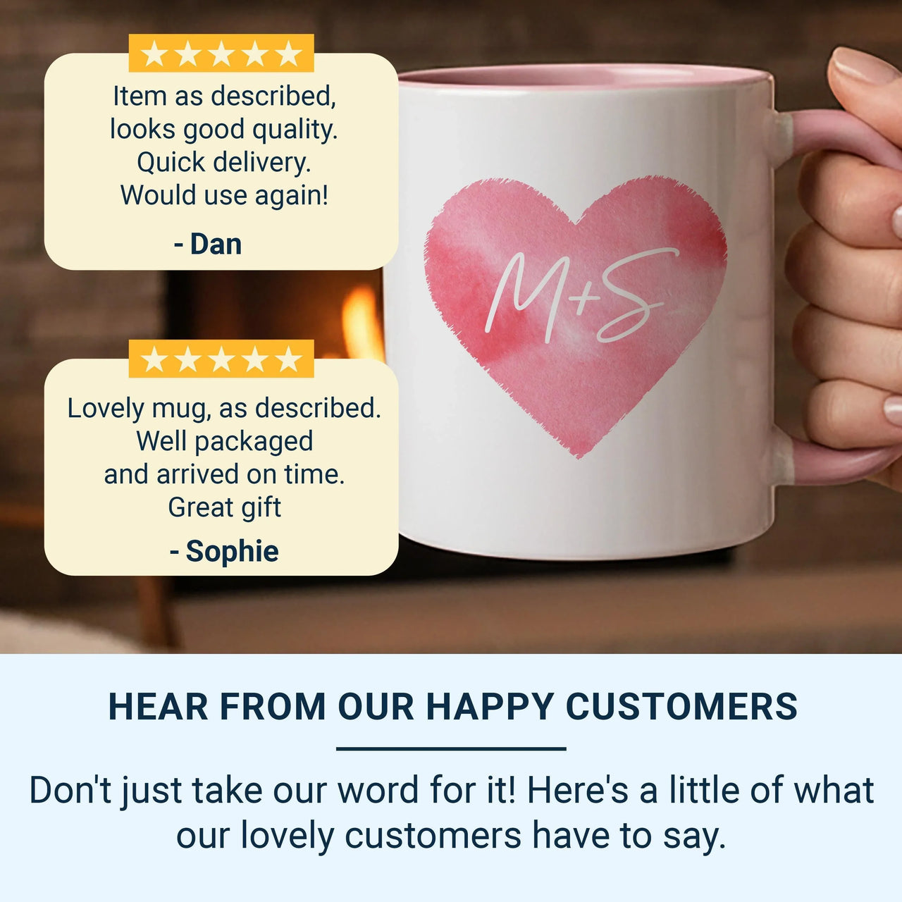 Personalised Initials Mug – Watercolour Heart Design | Romantic Couple Gift Keepsake