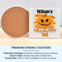 Personalised Halloween Mug – Pumpkin Jack O Lantern with Spooky Bats for Kids