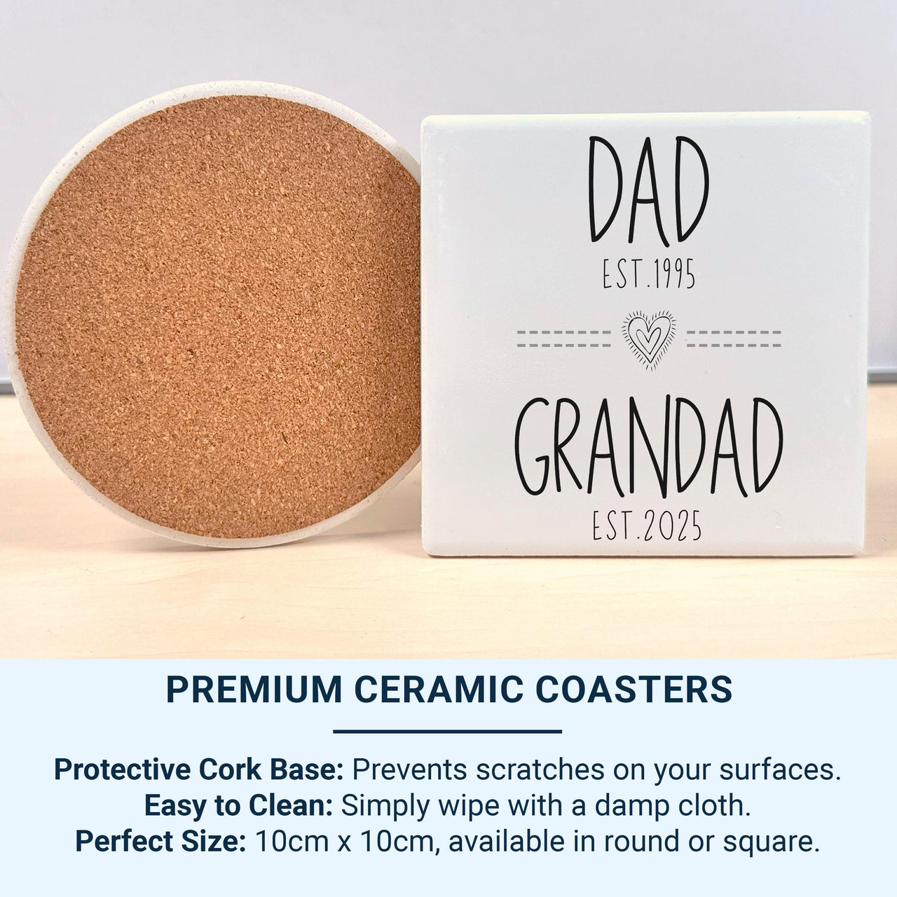 Dad to Grandad EST. Dates Mug - Personalised Year with Heart Icon - Promoted to Grandad Pregnancy Reveal and New Grandad Gift