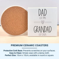 Dad to Grandad EST. Dates Mug - Personalised Year with Heart Icon - Promoted to Grandad Pregnancy Reveal and New Grandad Gift