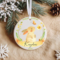 Easter Bunny Ornament 2025 - Watercolour Butterfly Keepsake with Name & Year