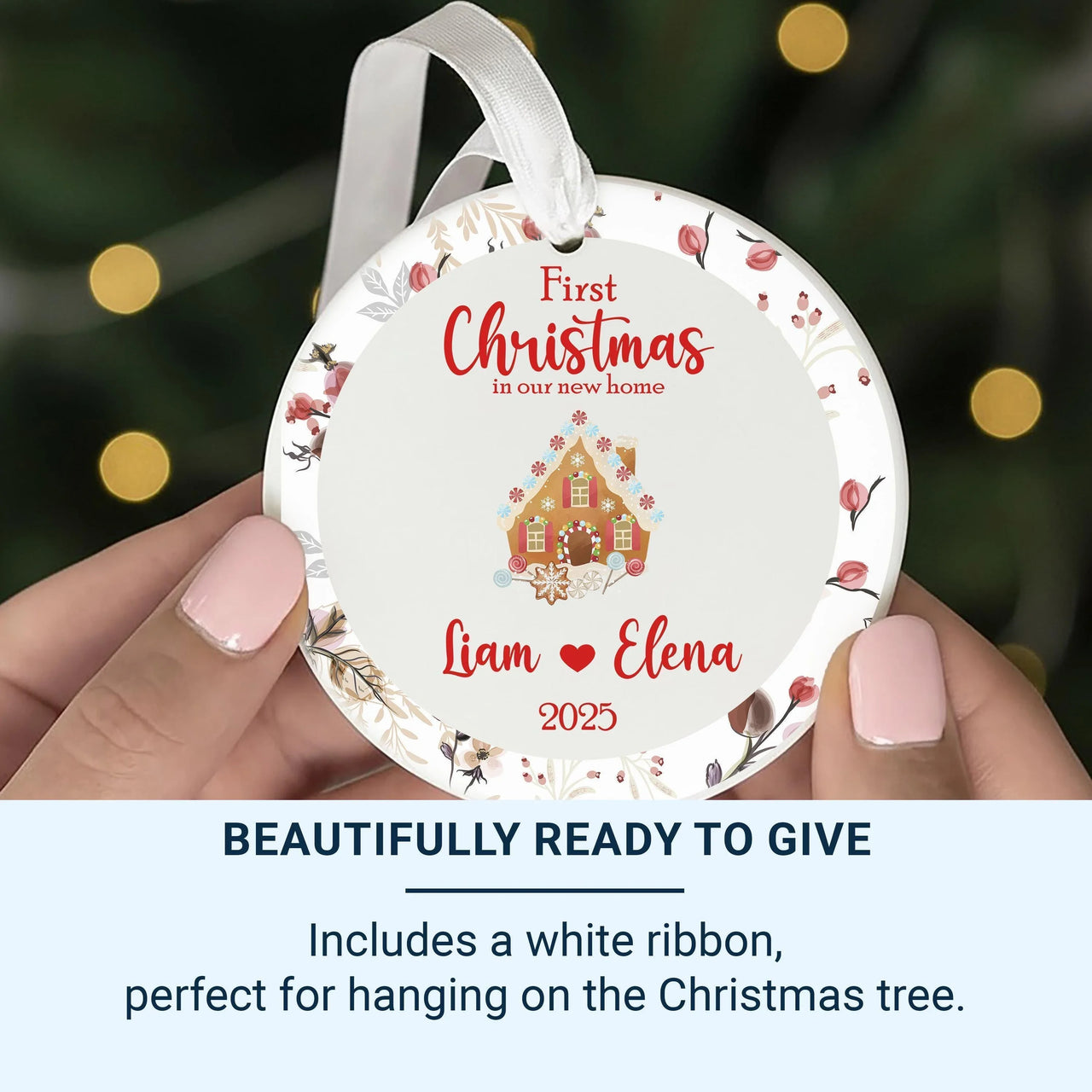 New Home Gingerbread Ornament - First Christmas Keepsake for Couples & Housewarming