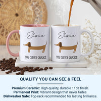 You Clever Sausage Personalised Dachshund Mug – Name Custom Dog Lover Gift for Congrats, Exams and Small Wins
