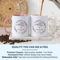 First Christmas in Our New Home Mug – Personalised Names, Year and Wreath – Couple’s Housewarming and Festive Keepsake