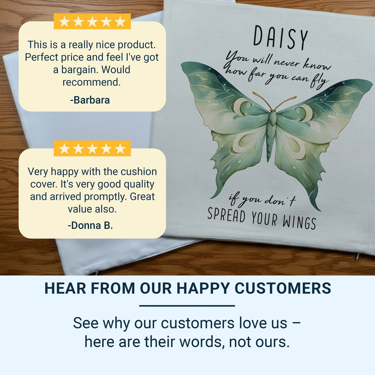 Personalised Butterfly Cushion – Custom Name Cushion | Motivational Gift Pillow DENMARY