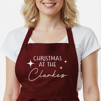 Personalised Christmas Apron – Custom Family Name | Adjustable Kitchen Apron Gift