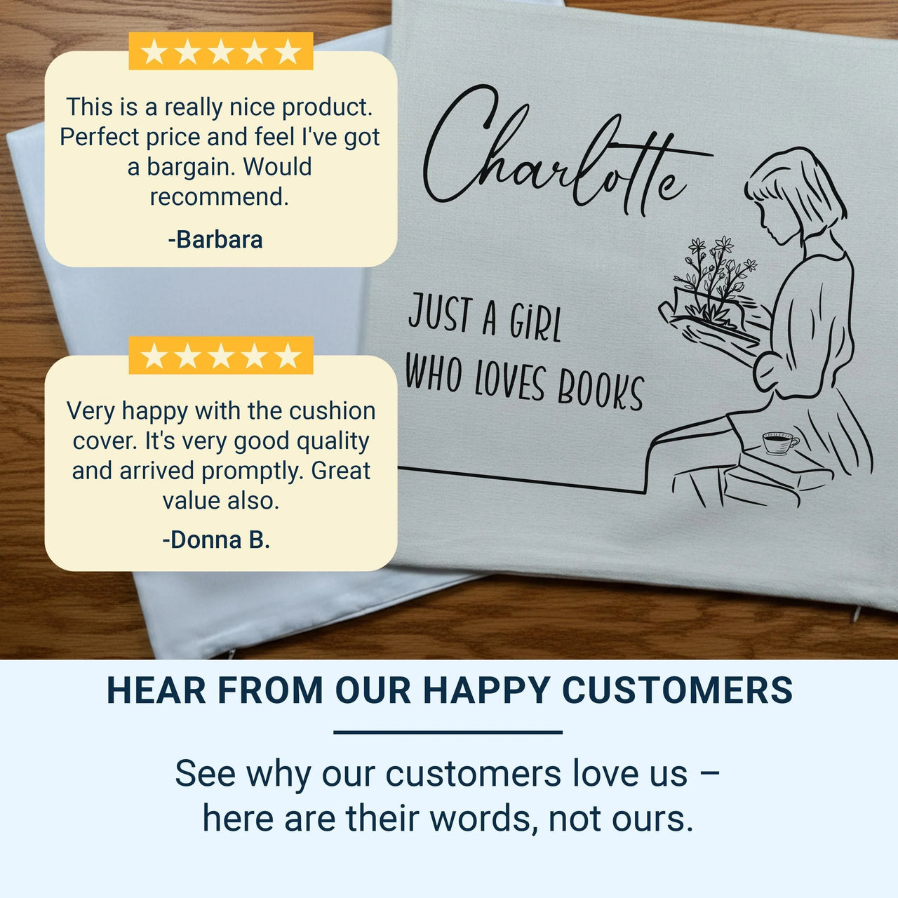 Personalised Book Cushion – Cozy Reading Pillow With Soft Touch Cover