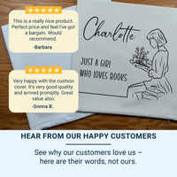 Personalised Book Cushion – Cozy Reading Pillow With Soft Touch Cover
