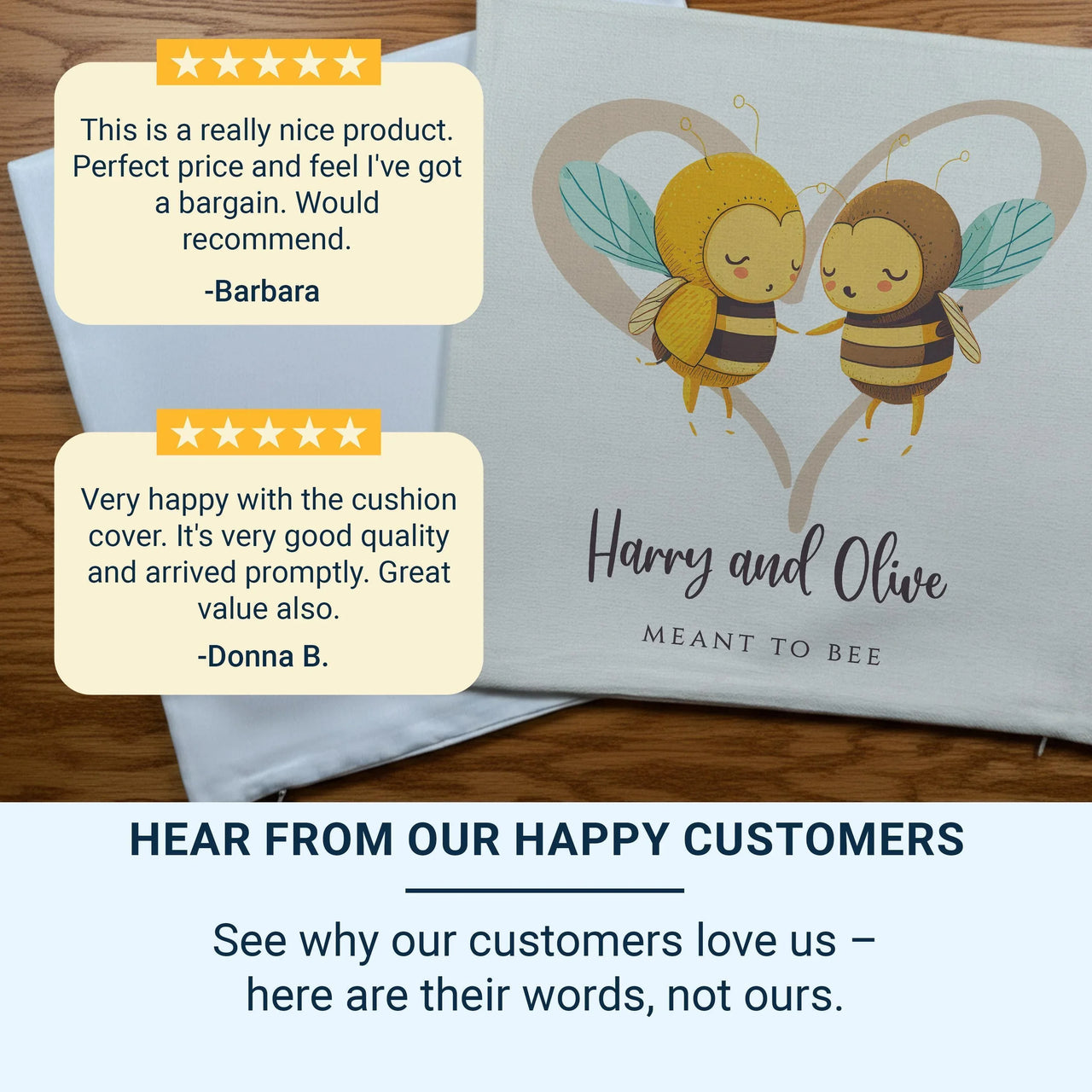 Personalised Bee Cushion – Romantic Keepsake With Custom Name Pillow & Plush Cover DENMARY