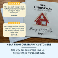 Personalised Christmas Cushion – Snowy House Cushion With Custom Name Pillow Insert