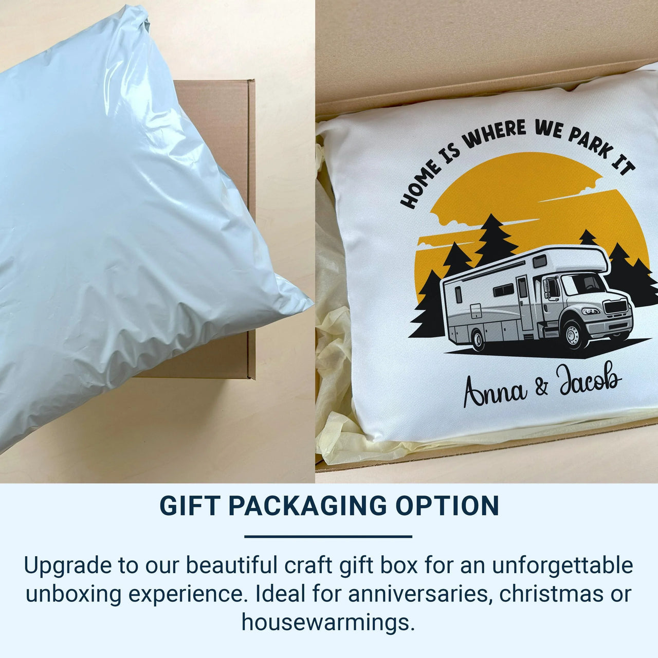 Personalised Campervan Cushion - Custom Travel Pillow | Sunset Adventure Keepsake Gift DENMARY