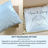 Personalised Hands Heart Cushion - Minimal Romantic Keepsake for Couples & Partners