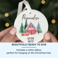 Customisable Ceramic Bauble Ornament - Personalised Text - Festive Xmas House Design - Perfect for a Unique Christmas Decoration