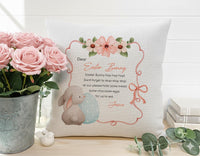 Personalised Easter Bunny Letter Cushion with Flowers - Cute Spring Poem Keepsake for Kids
