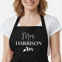 Personalised Couples Apron – Custom Mr And Mrs Kitchen Apron With Adjustable Neck Strap