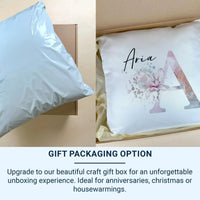 Personalised Name Cushion – Custom Initial Cushion | Floral Nursery Decoration 45x45 cm