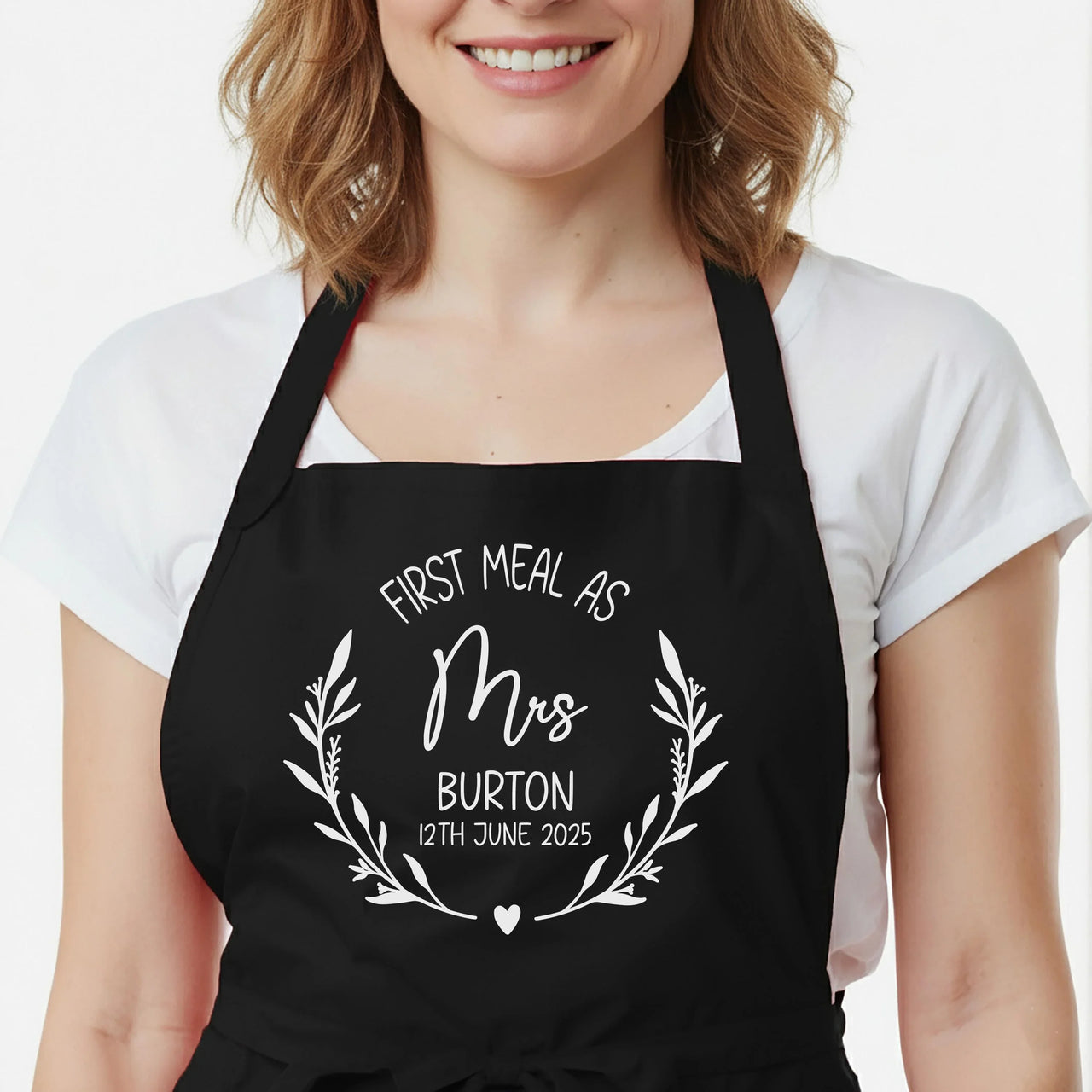 Personalised Wedding Apron – Custom Bride and Groom Gift with Adjustable Neck Strap
