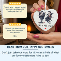 Vampire Couple Heart Ornament - Playful Mr & Mrs Keepsake with Names for Fun Love