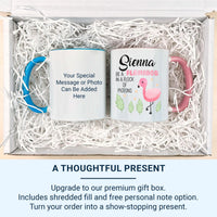Flamingo Mug Personalised with Name and Quote _ Be a Flamingo in a Flock of Pigeons Gift