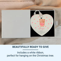 Baby First Valentine Ornament - Teddy Heart Keepsake with Name