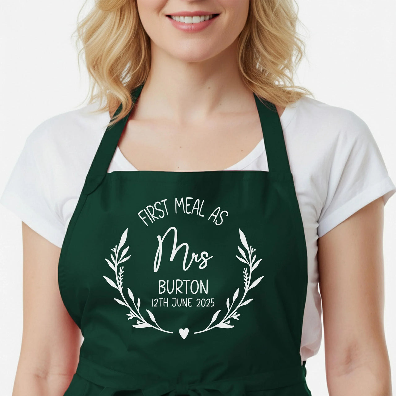 Personalised Wedding Apron – Custom Bride and Groom Gift with Adjustable Neck Strap