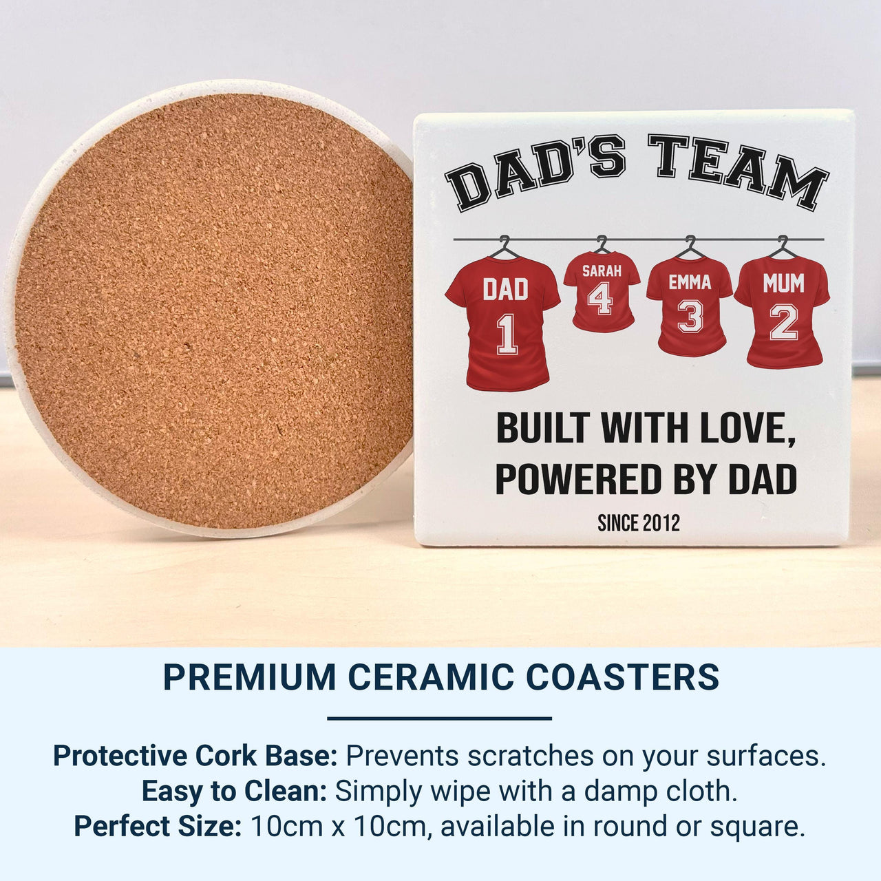 Dad’s Team Personalised Family Mug – Names, Numbers and “Built with Love” – Father’s Day, Birthday and Christmas Gift for Dad
