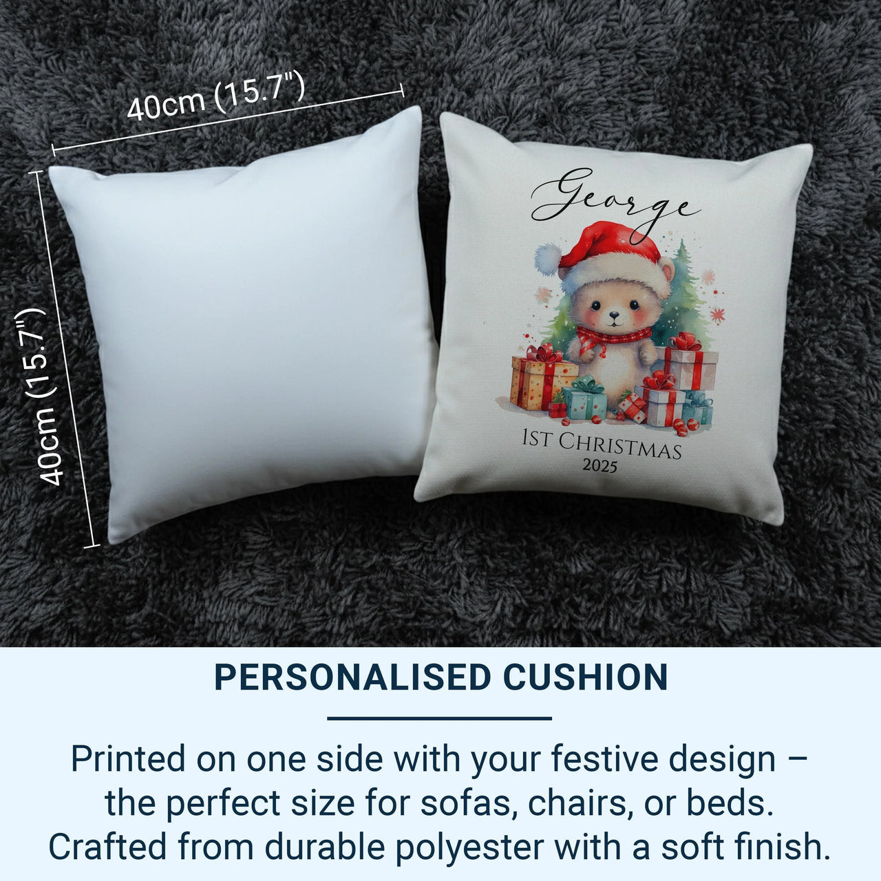 Baby First Christmas Cushion – Personalised Baby Cushion with Custom Name Cover