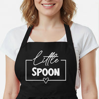 Couples Aprons Set – Matching Big Spoon Little Spoon Kitchen Aprons With Adjustable Neck Strap
