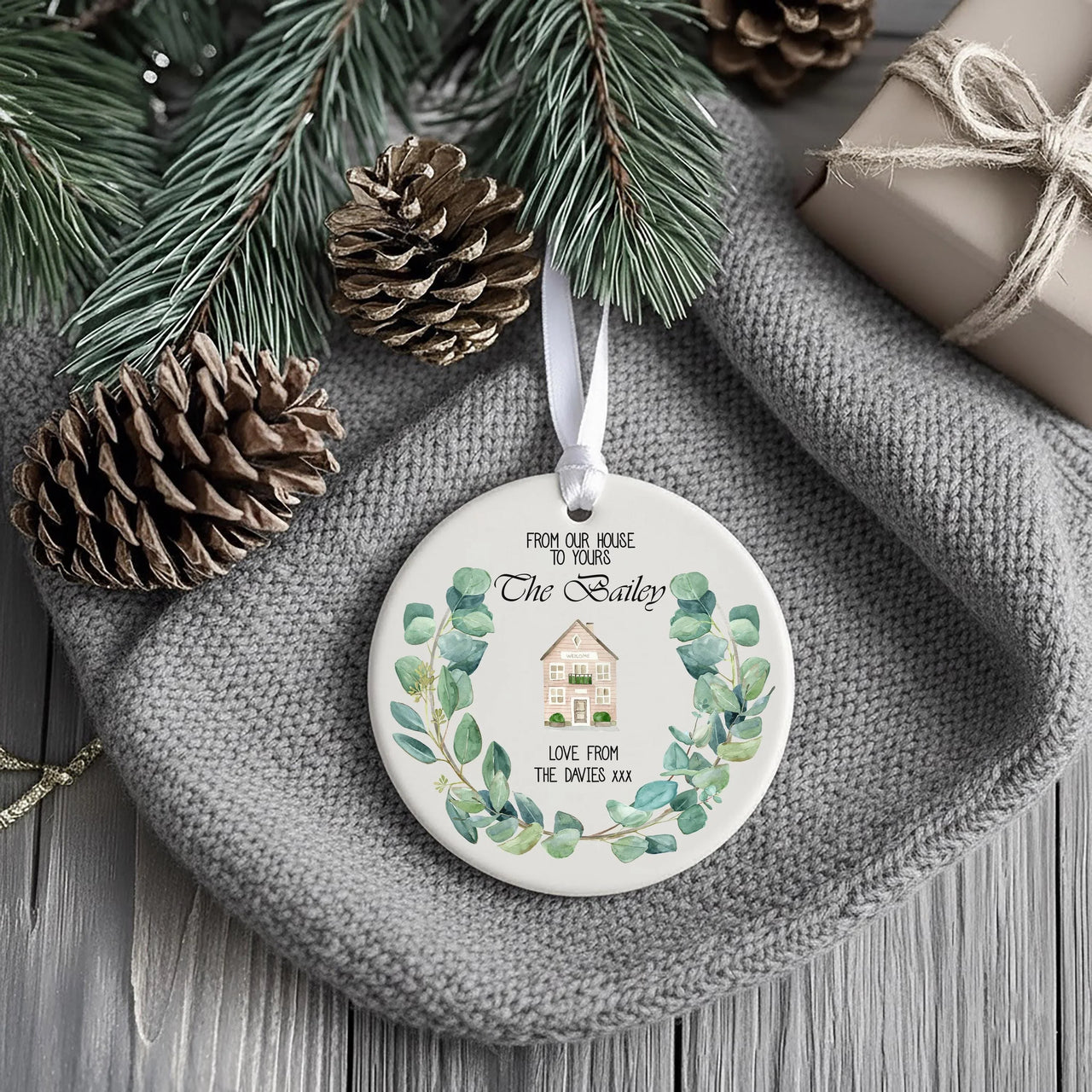 New Home Ornament - Watercolour House Keepsake for Housewarming & First Christmas Together