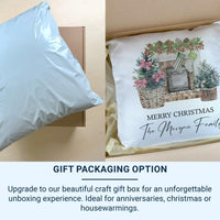 Personalised Fireplace Christmas Cushion - Cosy Festive Keepsake with Family Name & Stockings