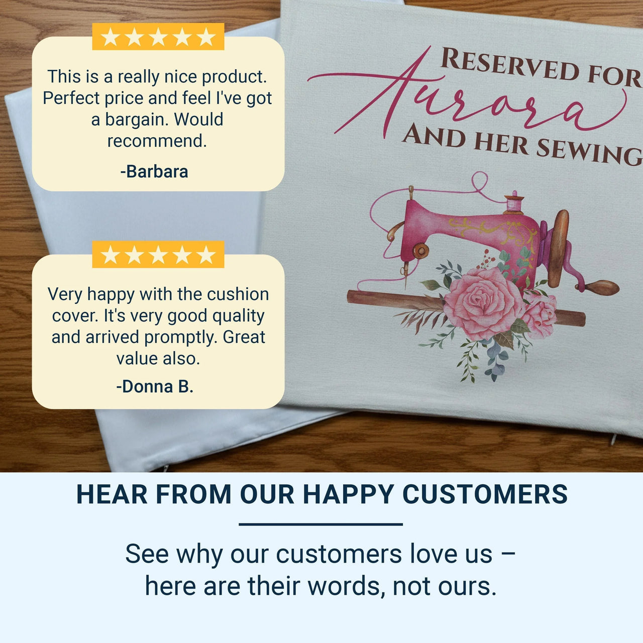 Personalised Sewing Cushion – Comfortable Vintage Sewing Pillow With Custom Name Embroidery DENMARY