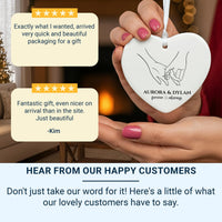 Pinky Promise Heart Ornament - Couple Keepsake with Line Art & Names for Love