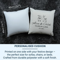 Personalised Llama Cushion – Romantic Couple Gift With Custom Name & Date