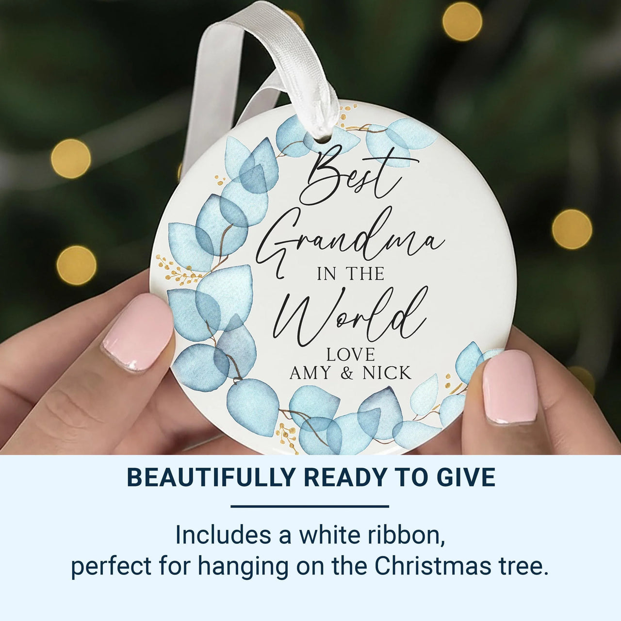 First Christmas Married Ornament 2023 - Green Wreath with Couple Names