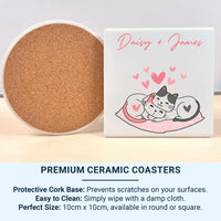 Personalised Couple Cat Mug – Custom Cat Names Heart Pillow | Romantic Anniversary Gift