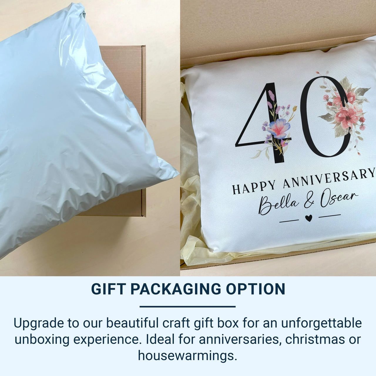 Ruby Anniversary Cushion – Personalised 40th Anniversary Gift | Handmade Keepsake